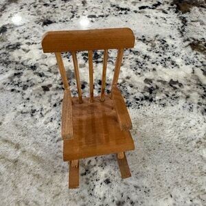 Vintage doll house Brown Miniature Wooden rocking  Chair